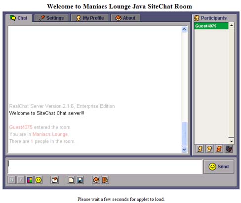 You will need Java installed to use the chatroom Get it free - Click the Ja...